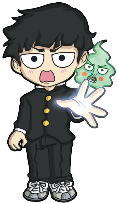 Mob Psycho 100 -- Shigeo Kageyama and Dimple Chibi Anime Decal Sticker