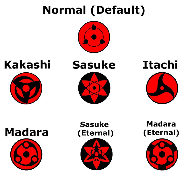 Naruto -- Mangekyo Sharingan Kakashi, Itachi, Sasuke, Madara Anime Decal Sticker